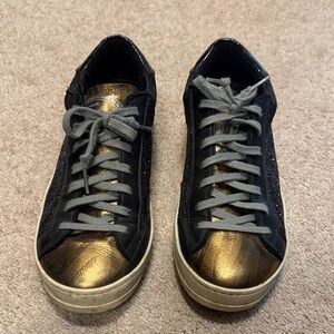 P448 Women’s  Black and Gold Low-Top Sneakers